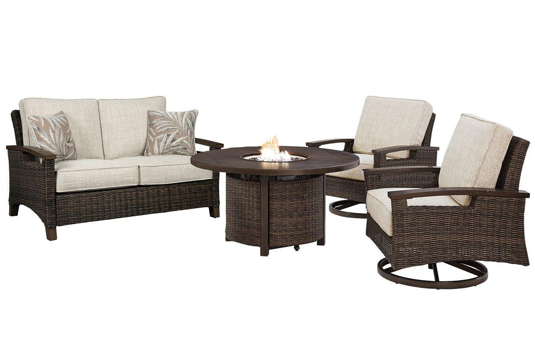 Paradise Trail Outdoor Loveseat, Lounge Chairs and Fire Pit Table - Zara Furniture (Kissimmee,FL)