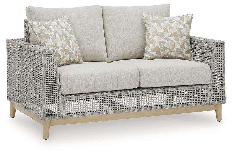 Seton Creek Outdoor Loveseat with Cushion - Zara Furniture (Kissimmee,FL)