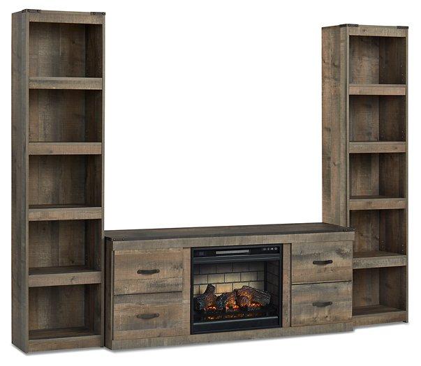 Trinell 3 - Piece Entertainment Center with Electric Fireplace - Zara Furniture (Kissimmee,FL)