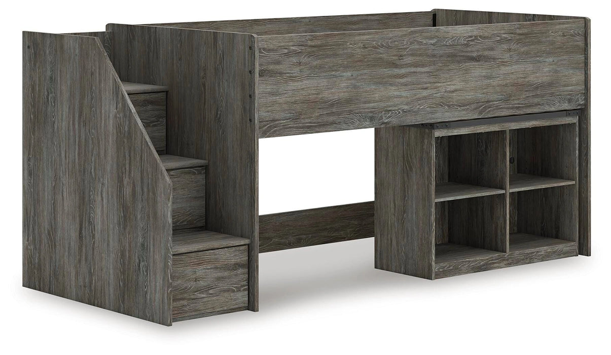 Frandern Loft Bed with Bookcase Storage