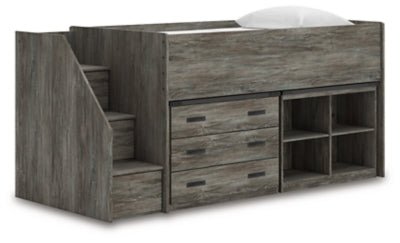 Frandern Loft Bed with Bookcase and Drawer Storage - Zara Furniture (Kissimmee,FL)