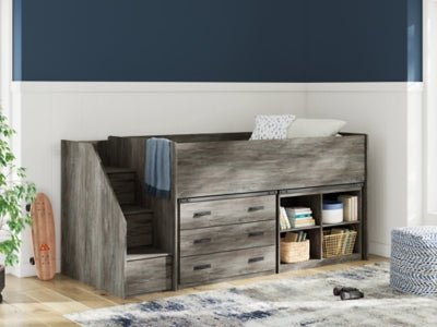 Frandern Loft Bed with Bookcase and Drawer Storage - Zara Furniture (Kissimmee,FL)
