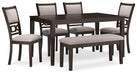 Langwest Dining Table and 4 Chairs and Bench (Set of 6) - Zara Furniture (Kissimmee,FL)