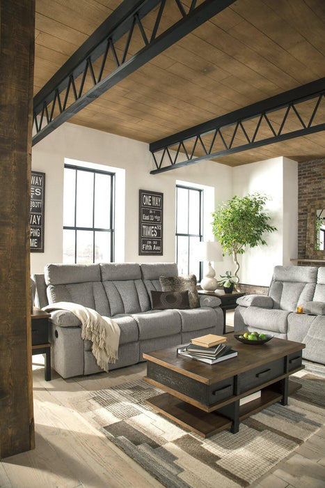 Mitchiner Reclining Sofa with Drop Down Table - Zara Furniture (Kissimmee,FL)