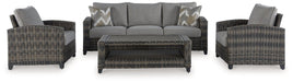 Oasis Court Outdoor Sofa/Chairs/Table Set (Set of 4) - Zara Furniture (Kissimmee,FL)