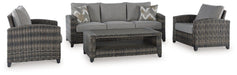 Oasis Court Outdoor Sofa/Chairs/Table Set (Set of 4) - Zara Furniture (Kissimmee,FL)