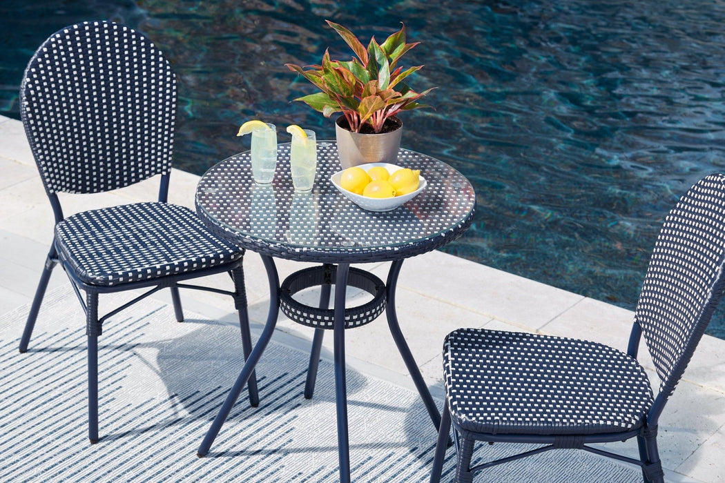 Odyssey Blue Outdoor Table and Chairs (Set of 3) - Zara Furniture (Kissimmee,FL)