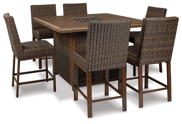 Paradise Trail Outdoor Counter Height Dining Table with 4 Barstools - Zara Furniture (Kissimmee,FL)