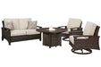 Paradise Trail Outdoor Loveseat, Lounge Chairs and Fire Pit Table - Zara Furniture (Kissimmee,FL)