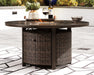 Paradise Trail Paradise Trail Fire Pit Table with 4 Nuvella Swivel Lounge Chairs - Zara Furniture (Kissimmee,FL)