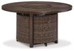 Paradise Trail Paradise Trail Fire Pit Table with 4 Nuvella Swivel Lounge Chairs - Zara Furniture (Kissimmee,FL)