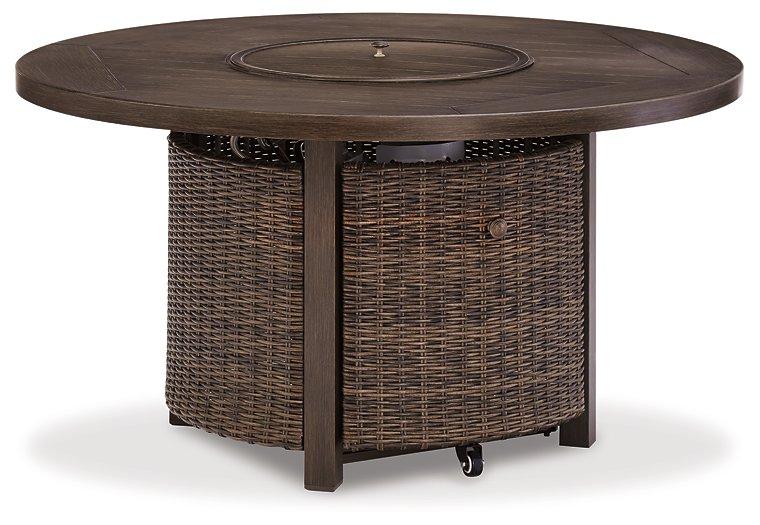 Paradise Trail Paradise Trail Fire Pit Table with 4 Nuvella Swivel Lounge Chairs - Zara Furniture (Kissimmee,FL)