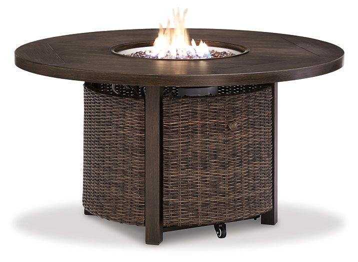 Paradise Trail Paradise Trail Fire Pit Table with 4 Nuvella Swivel Lounge Chairs - Zara Furniture (Kissimmee,FL)