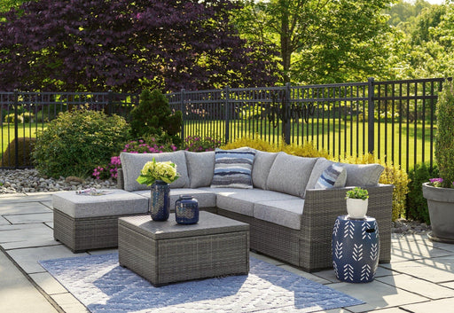 Petal Road Outdoor Loveseat Sectional/Ottoman/Table Set (Set of 4) - Zara Furniture (Kissimmee,FL)