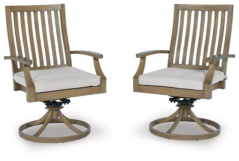 Rainier Ranch Outdoor Swivel Chair with Cushion (Set of 2) - Zara Furniture (Kissimmee,FL)