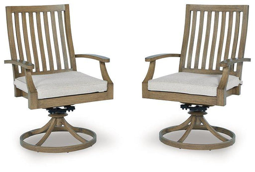 Rainier Ranch Outdoor Swivel Chair with Cushion (Set of 2) - Zara Furniture (Kissimmee,FL)