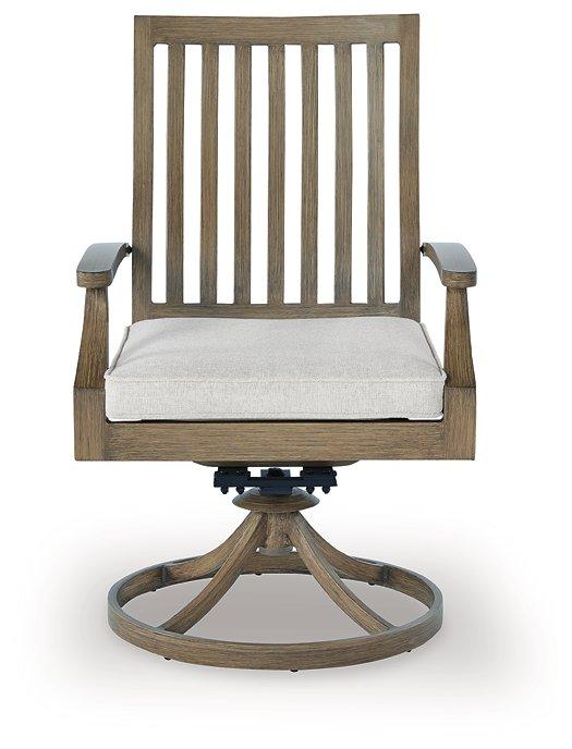 Rainier Ranch Outdoor Swivel Chair with Cushion (Set of 2) - Zara Furniture (Kissimmee,FL)