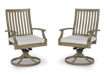 Rainier Ranch Outdoor Swivel Chair with Cushion (Set of 2) - Zara Furniture (Kissimmee,FL)