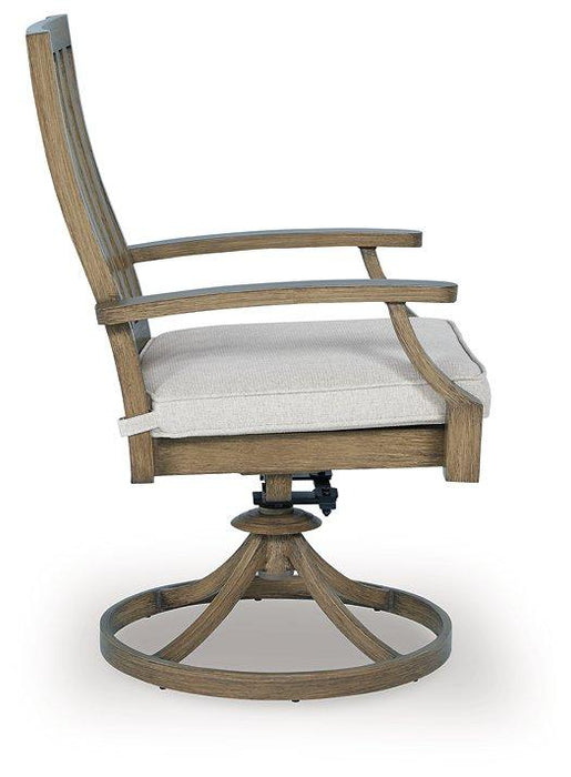 Rainier Ranch Outdoor Swivel Chair with Cushion (Set of 2) - Zara Furniture (Kissimmee,FL)