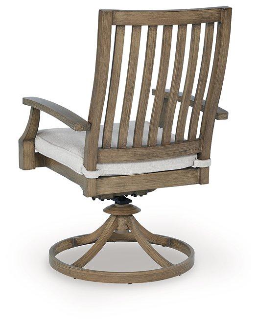 Rainier Ranch Outdoor Swivel Chair with Cushion (Set of 2) - Zara Furniture (Kissimmee,FL)
