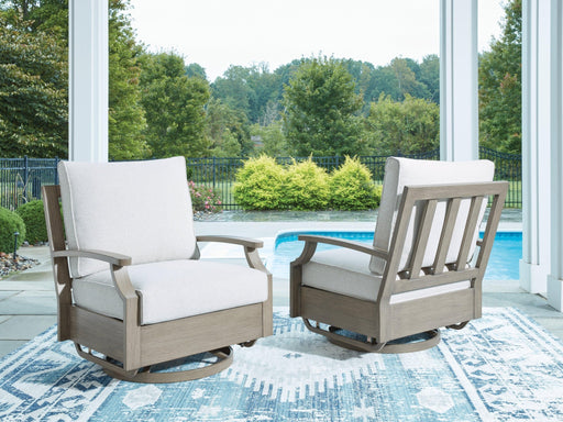 Rainier Ranch Outdoor Swivel Glider Chair with Cushion - Zara Furniture (Kissimmee,FL)