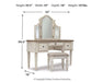 Realyn Vanity and Mirror with Stool - Zara Furniture (Kissimmee,FL)