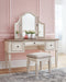 Realyn Vanity and Mirror with Stool - Zara Furniture (Kissimmee,FL)
