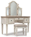 Realyn Vanity and Mirror with Stool - Zara Furniture (Kissimmee,FL)