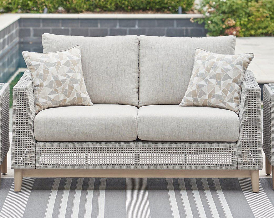 Seton Creek Outdoor Loveseat with Cushion - Zara Furniture (Kissimmee,FL)