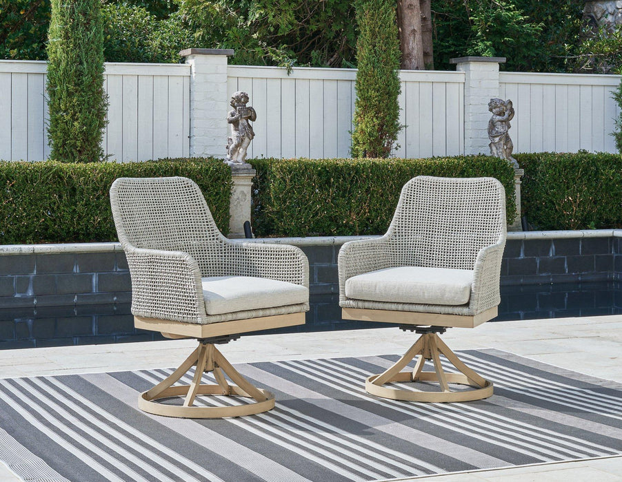 Seton Creek Outdoor Swivel Dining Chair (Set of 2) - Zara Furniture (Kissimmee,FL)