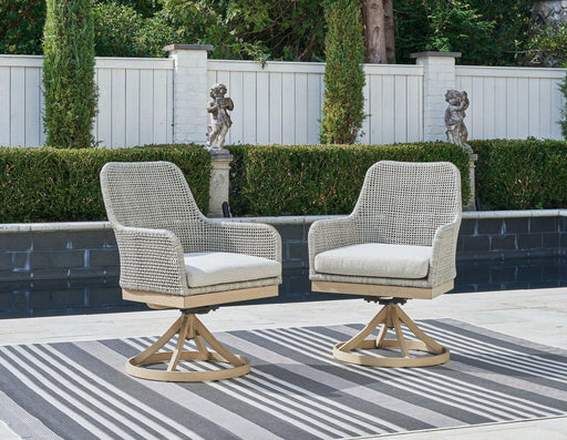 Seton Creek Outdoor Swivel Dining Chair (Set of 2) - Zara Furniture (Kissimmee,FL)