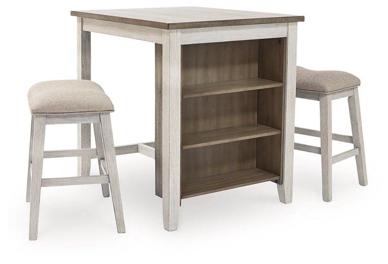 Skempton Counter Height Dining Table and Bar Stools (Set of 3) - Zara Furniture (Kissimmee,FL)