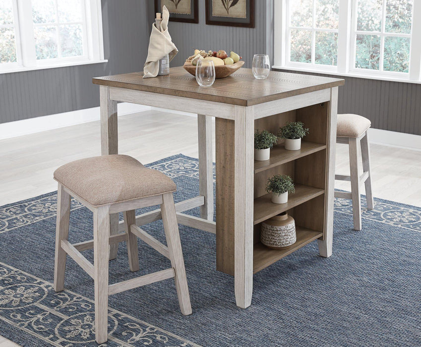 Skempton Counter Height Dining Table and Bar Stools (Set of 3) - Zara Furniture (Kissimmee,FL)