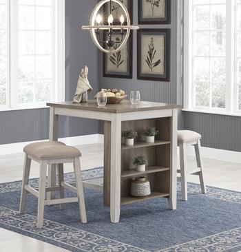 Skempton Counter Height Dining Table and Bar Stools (Set of 3) - Zara Furniture (Kissimmee,FL)