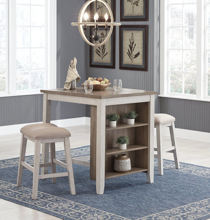 Skempton Counter Height Dining Table and Bar Stools (Set of 3) - Zara Furniture (Kissimmee,FL)