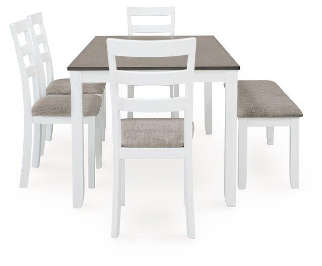 Stonehollow Dining Table and Chairs with Bench (Set of 6) - Zara Furniture (Kissimmee,FL)