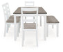 Stonehollow Dining Table and Chairs with Bench (Set of 6) - Zara Furniture (Kissimmee,FL)