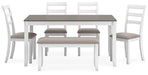 Stonehollow Dining Table and Chairs with Bench (Set of 6) - Zara Furniture (Kissimmee,FL)