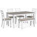 Stonehollow Dining Table and Chairs with Bench (Set of 6) - Zara Furniture (Kissimmee,FL)