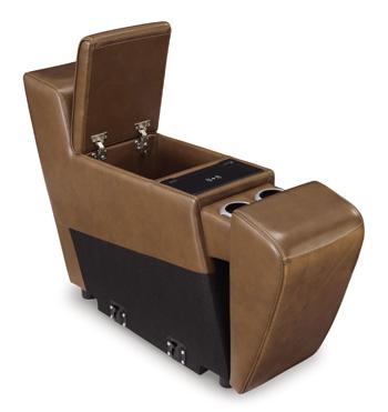Temmpton Dual Power Leather Reclining Modular Loveseat with Console - Zara Furniture (Kissimmee,FL)