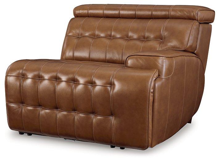 Temmpton Dual Power Leather Reclining Modular Loveseat with Console - Zara Furniture (Kissimmee,FL)