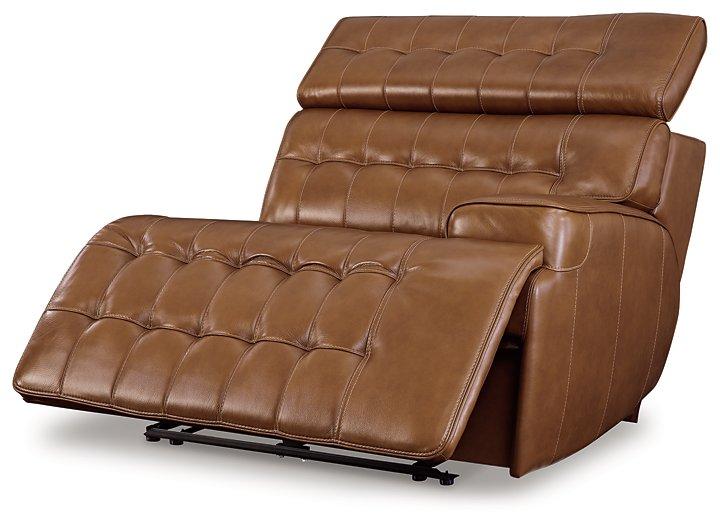 Temmpton Dual Power Leather Reclining Modular Loveseat with Console - Zara Furniture (Kissimmee,FL)