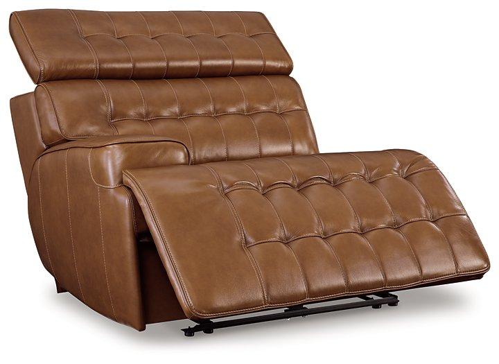 Temmpton Dual Power Leather Reclining Modular Loveseat with Console - Zara Furniture (Kissimmee,FL)