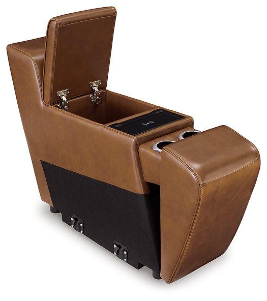 Temmpton Dual Power Leather Reclining Modular Loveseat with Console - Zara Furniture (Kissimmee,FL)