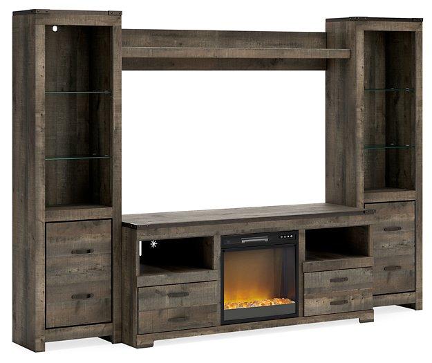 Trinell 4 - Piece Entertainment Center with Electric Fireplace - Zara Furniture (Kissimmee,FL)