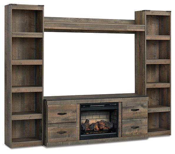 Trinell 4 - Piece Entertainment Center with Electric Fireplace - Zara Furniture (Kissimmee,FL)