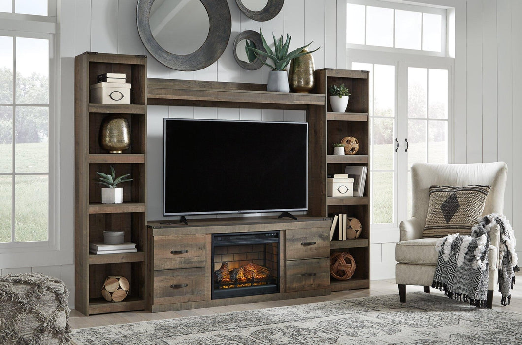 Trinell 4 - Piece Entertainment Center with Electric Fireplace - Zara Furniture (Kissimmee,FL)
