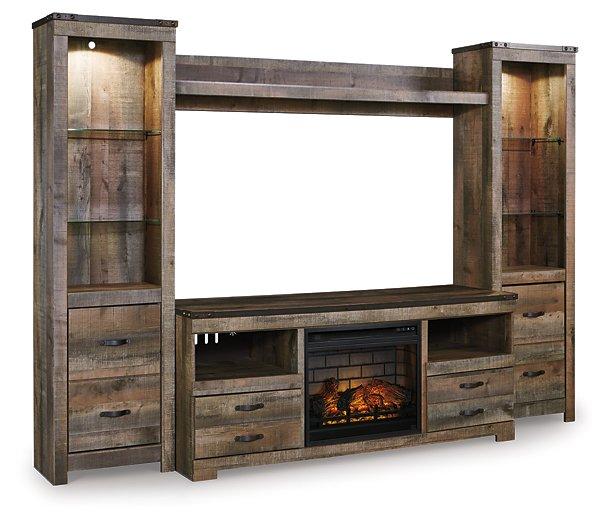 Trinell 4 - Piece Entertainment Center with Electric Fireplace - Zara Furniture (Kissimmee,FL)