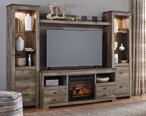 Trinell 4 - Piece Entertainment Center with Electric Fireplace - Zara Furniture (Kissimmee,FL)