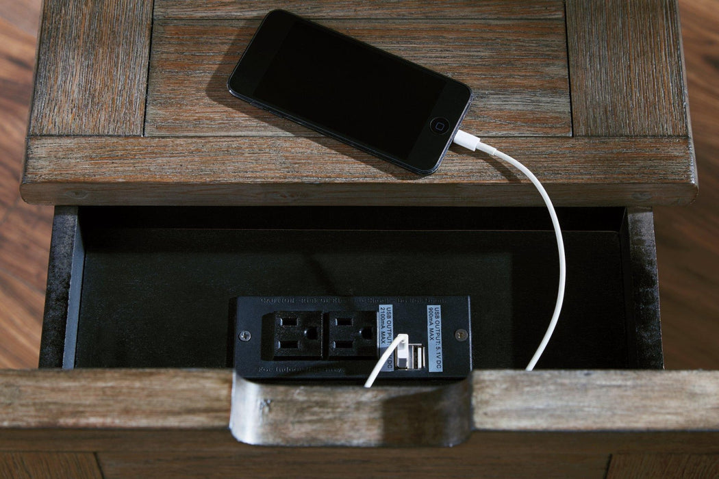 Tyler Creek Chairside End Table with USB Ports & Outlets - Zara Furniture (Kissimmee,FL)
